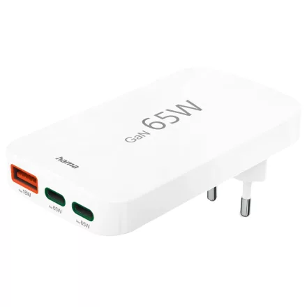 Hama hálózati töltő USB + TYPE-C "PD,QC", 65W összehajtható