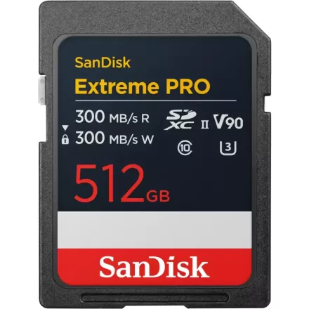 SanDisk SDXC Extreme PRO 512GB U3 V90 8K (UHS-II) memóriakártya (300MB/s) (00226810)