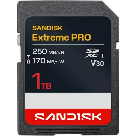 SanDisk SDXC Extreme PRO 1TB U3 V30 (UHS-I) memóriakártya (250/170 MB/s) (00226966)