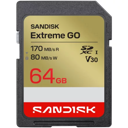 SanDisk SDXC Extreme GO 64GB U3 V30 (UHS-I) memóriakártya (170/80 MB/s) (00226985)