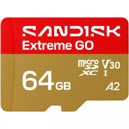 SanDisk Extreme GO microSDXC 64GB U3 V30 A2 (UHS-I) memóriakártya (170/80 MB/s) (00226990)