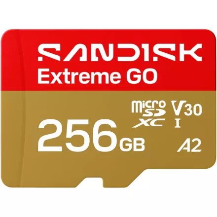 SanDisk Extreme GO microSDXC 256GB U3 V30 A2 (UHS-I) memóriakártya (240/160 MB/s) (00226992)