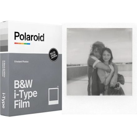 Polaroid B&W fekete-fehér i-Type film, fotópapír fehér kerettel (8 lap)