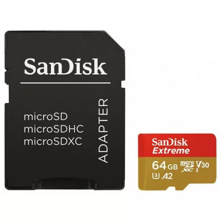 SanDisk Extreme microSDXC V30 A2 64GB + adapter (170MB/s) (121585)