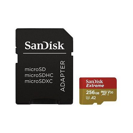SanDisk Extreme microSDXC V30 A2 256GB + adapter (190MB/s) (121587)
