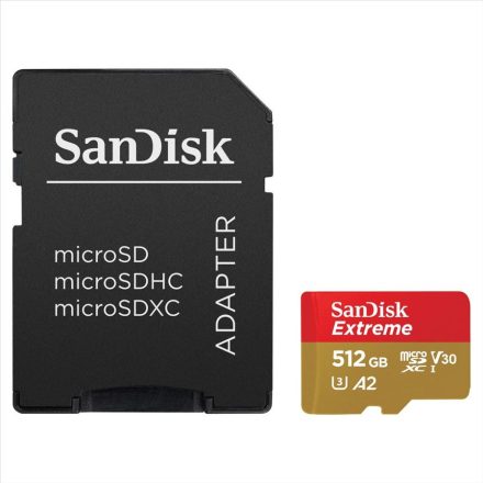 SanDisk Extreme microSDXC V30 A2 512GB + adapter (190MB/s) (121589)