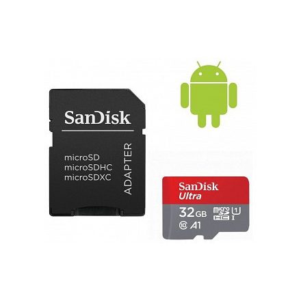 SanDisk Ultra microSDHC 32GB 120MB/s A1 Class 10 UHS-I + adapter + android app