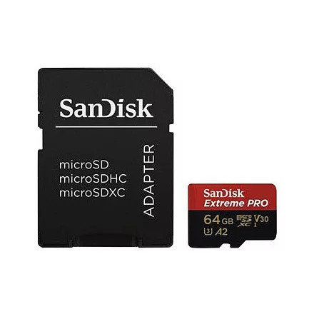 SanDisk Extreme PRO microSDXC V30, A2 64GB + adapter (200MB/s) (214503)