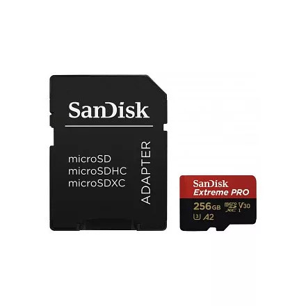 SanDisk Extreme PRO microSDXC V30, A2 256GB + adapter (200MB/s) (214505)