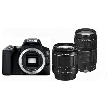 Canon EOS 250D kit (18-55mm f/3.5-5.6 III + 75-300mm f/4-5.6 III) (fekete)