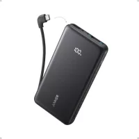   Anker Zolo Power Bank 10000 mAh 22,5W külső akkumulátor beépített USB-C kábellel (fekete)