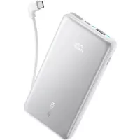   Anker Zolo Power Bank 10000 mAh 22,5W külső akkumulátor beépített USB-C kábellel (fehér)