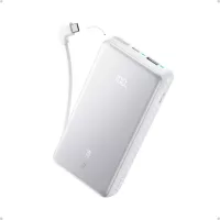   Anker Zolo Power Bank 20000 mAh 22,5W külső akkumulátor beépített USB-C kábellel (fehér)