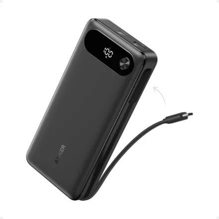 Anker Power Bank 20000 mAh 87W külső akkumulátor beépített USB-C kábellel (fekete)