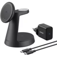   Anker MagGo 3in1 vezeték nélküli töltőállvány dokkoló, hálózati töltő, USB-C kábellel (fekete)