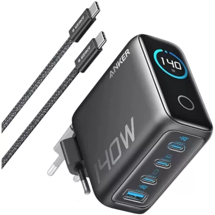 Anker 140W hálózati töltőadapter USB-C kábellel (sötétszürke)