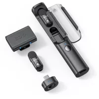   Boya Magic 2 vevő + 2 adó + 1 töltőtok + 1 többfunkciós tárolótáska, Type-C, 3,5 mm-es kamera-vevő (fekete)