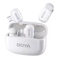   Boya Mini Ultrakompakt vezeték nélküli mikrofon (USB-C + Lightning, 2 vevő + 2 adó, töltőtok) fehér