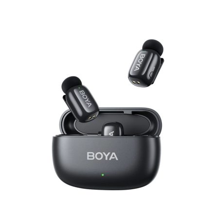 Boya Mini Ultrakompakt vezeték nélküli mikrofon (Lightning, 1 vevő + 2 adó, töltőtok) fekete