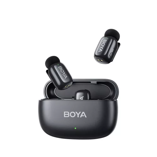   Boya Mini Ultrakompakt vezeték nélküli mikrofon (Lightning, 1 vevő + 2 adó, töltőtok) fekete