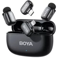   Boya mini 2 vezeték nélküli mikrofon (USB-C és Lightning, 2 vevő + 2 adó, töltőtok) (fekete)