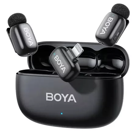 Boya mini 2 vezeték nélküli mikrofon (Lightning, 1 vevő + 2 adó, töltőtok) (fekete)