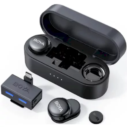 Boya BOYALINK V3-02 2.4GHz Univerzális vezeték nélküli mikrofon szett (1+2) USB-C, 3.5mm TRS