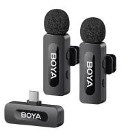   Boya V Series vezeték nélküli mikrofon USB-C csatlakozóval (2 adó + 1 vevő)