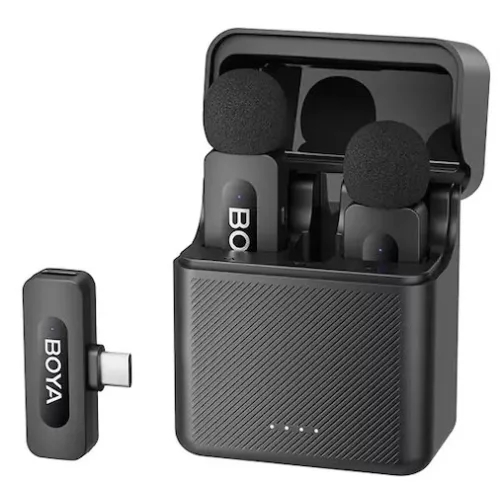   Boya BY-V3 vezeték nélküli mikrofon USB-C (2adó + 1vevő + töltőtok)