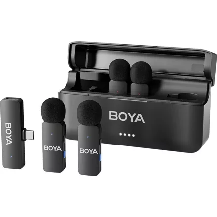 Boya BY-V4 2,4 GHz-es, négycsatornás vezeték nélküli mikrofon USB-C csatlakozóval