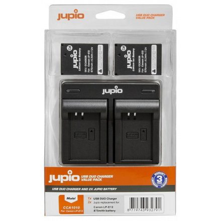 Jupio Canon LP-E12 875 mAh akkumulátor és USB Dual Charger Kit