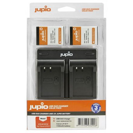 Jupio Canon LP-E17 1100 mAh akkumulátor és USB Dual Charger Kit