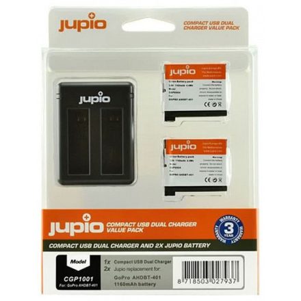 Jupio utángyártott akkumulátor (GoPro AHDBT-401 HERO4 1160mAh) és USB Dual Charger Kit