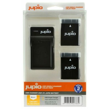 Jupio Single Charger Kit Nikon EN-EL14/EN-EL14A 1100mAh akkumulátor és USB-s töltő