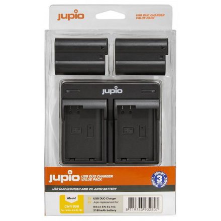 Jupio Nikon EN-EL15C 2100 mAh akkumulátor és USB Dual Charger Kit