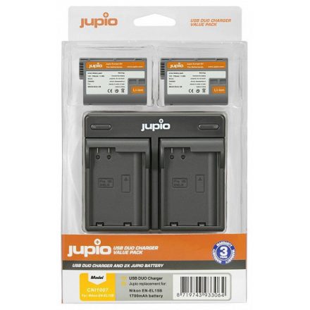 Jupio Nikon EN-EL15B 1700mAh akkumulátor és USB Dual Charger Kit