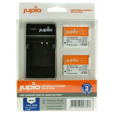 Jupio Olympus Li90B/Li92B & USB Single Charger Kit (COL1000)