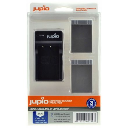 Jupio Olympus PS-BLS5/PS-BLS50 & USB Single Charger Kit