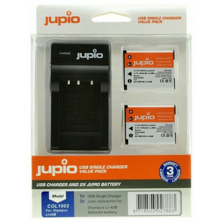 Jupio Li-40B/Li-42B/NP45/D-Li63/EN-EL10 & USB Single Charger Kit