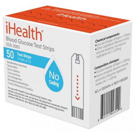 iHealth EGS-2003 tesztcsíkok (2x25db, 0,7 microfilter)