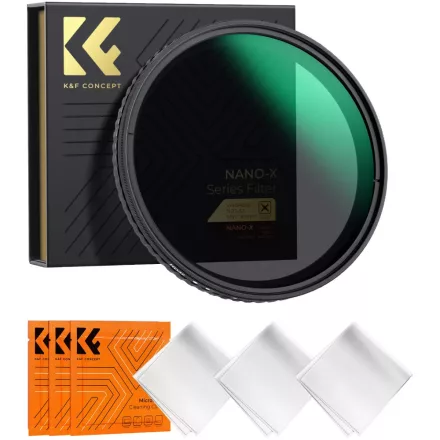 K&F Concept NANO-X, VARIO ND 2-32 szűrő, W/O Black cross, vízlep., karcálló, +3db törlőkendő (40,5mm)
