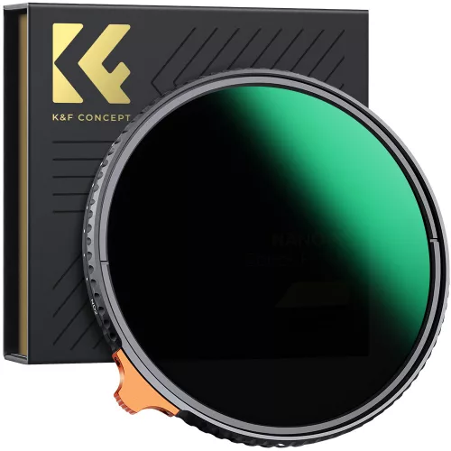   K&F Concept NANO-X Slim, HD, VARIO ND 2-400 változtatható szürkeszűrő, vízlepergető, karcálló (55mm) (használt)
