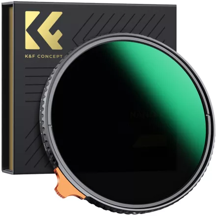 K&F Concept NANO-X Slim, HD, VARIO ND 2-400 változtatható szürkeszűrő, vízlepergető, karcálló (67mm) (használt)