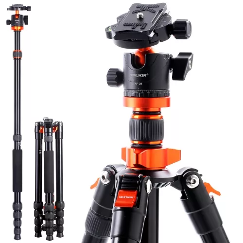   K&F Concept K255A4 + BH-28L állvány + monopod (fekete-narancssárga)