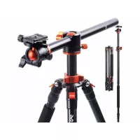   K&F Concept T254A4+BH-28L állvány + monopod, elforgatható középoszloppal (fekete-narancssárga)