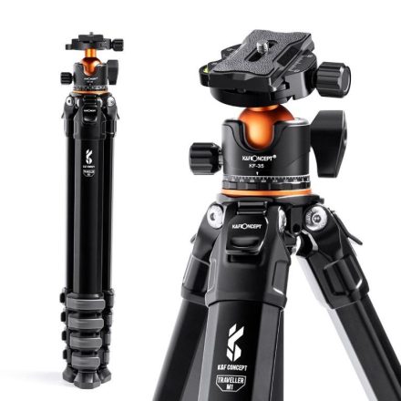 K&F Concept Traveller M1 kompakt utazó fényképező állvány, tripod gömbfejjel