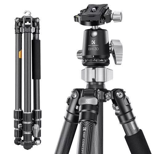   K&F Concept X254C4+BH-30 karbon állvány + monopod (172cm magasság, 12kg teherbírás)