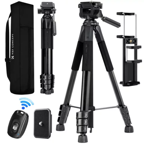   K&F Concept S254A3 + BV0 videó állvány, telefon adapter, bluetooth kioldó