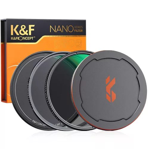   K&F Concept NANO-X series, MCUV + CPL szűrő, vízlepergető, karcálló, fém objektívsapka + tok (67mm)