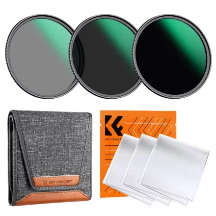 K&F Concept Professzionális ND szűrő szett (77mm) (ND8+ND64+ND1000) + szűrőtartó tok + 3db törlőkendő